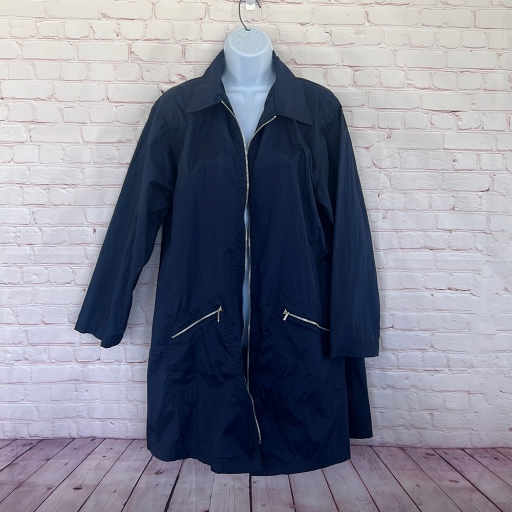 90’s Diane Von Furstenberg   nylon windbreaker navy blue jacket size small